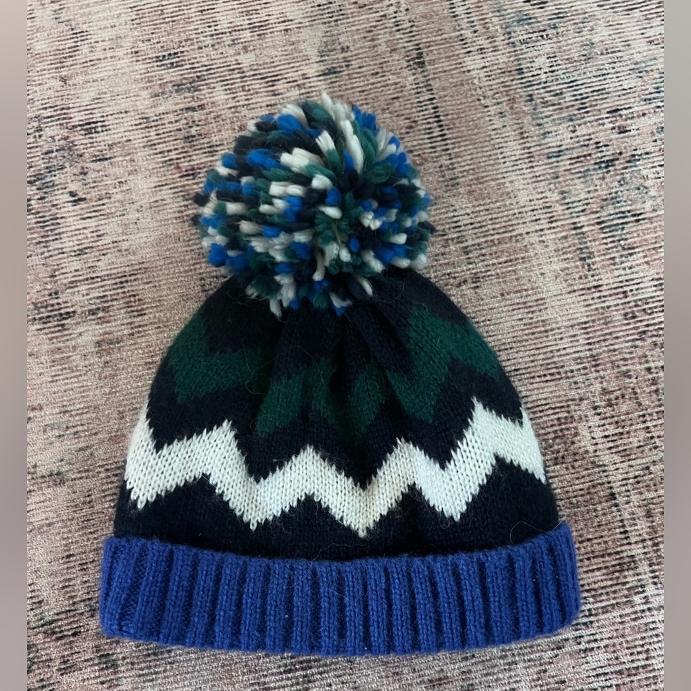 Gymboree Blue and Green Knit Pom-Pom Hat